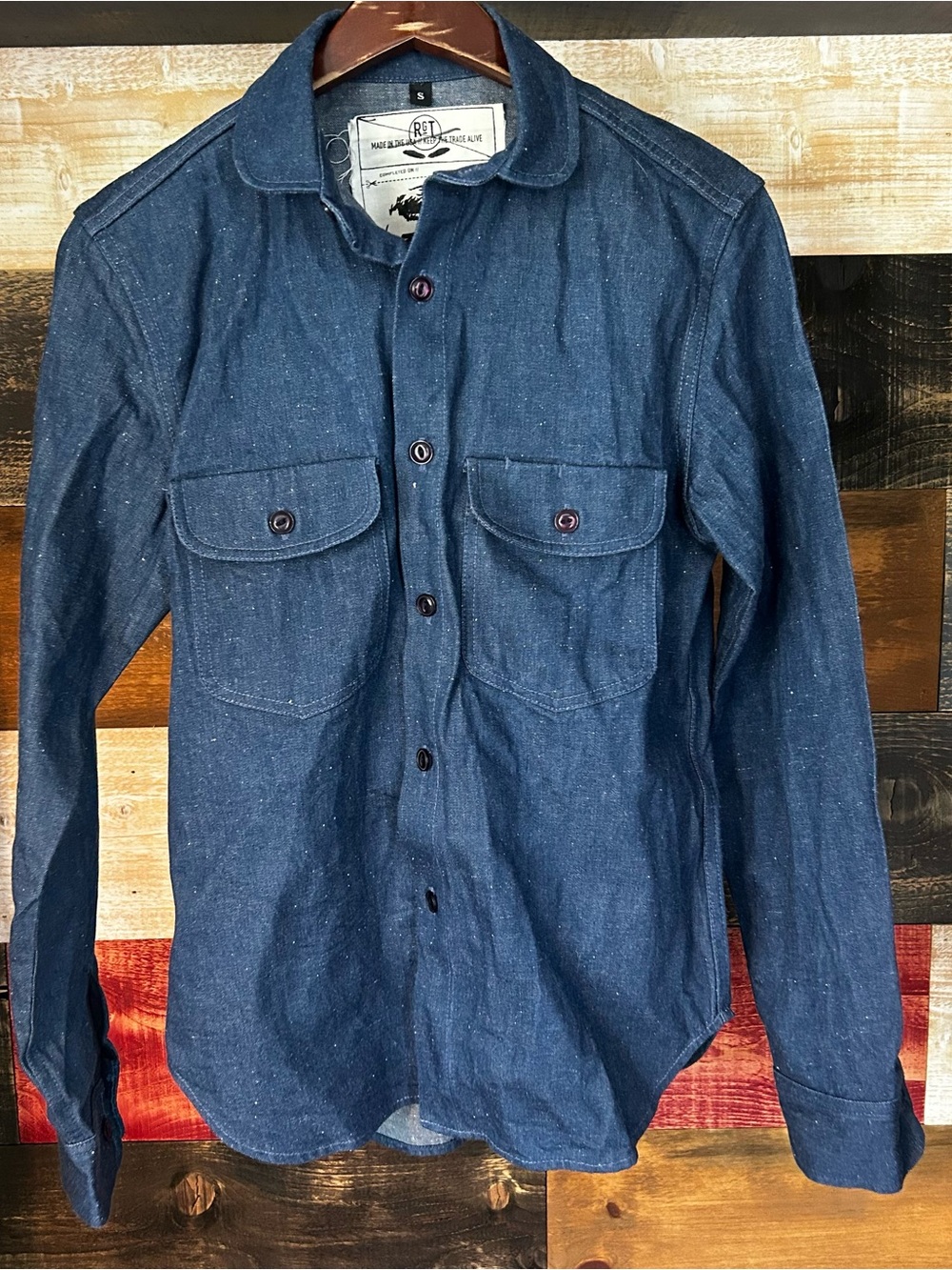 Rogue territory indigo denim shirt jacket men’s small chambray ww2